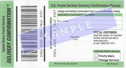 USPS Delivery Confirmation