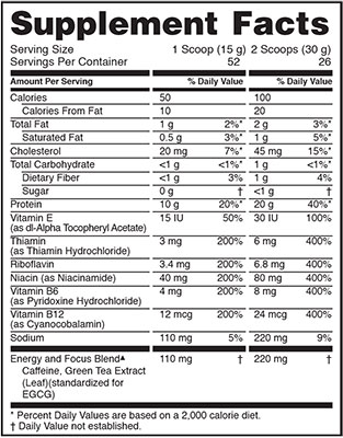 Optimum Nutrition Protein Energy Ingredients