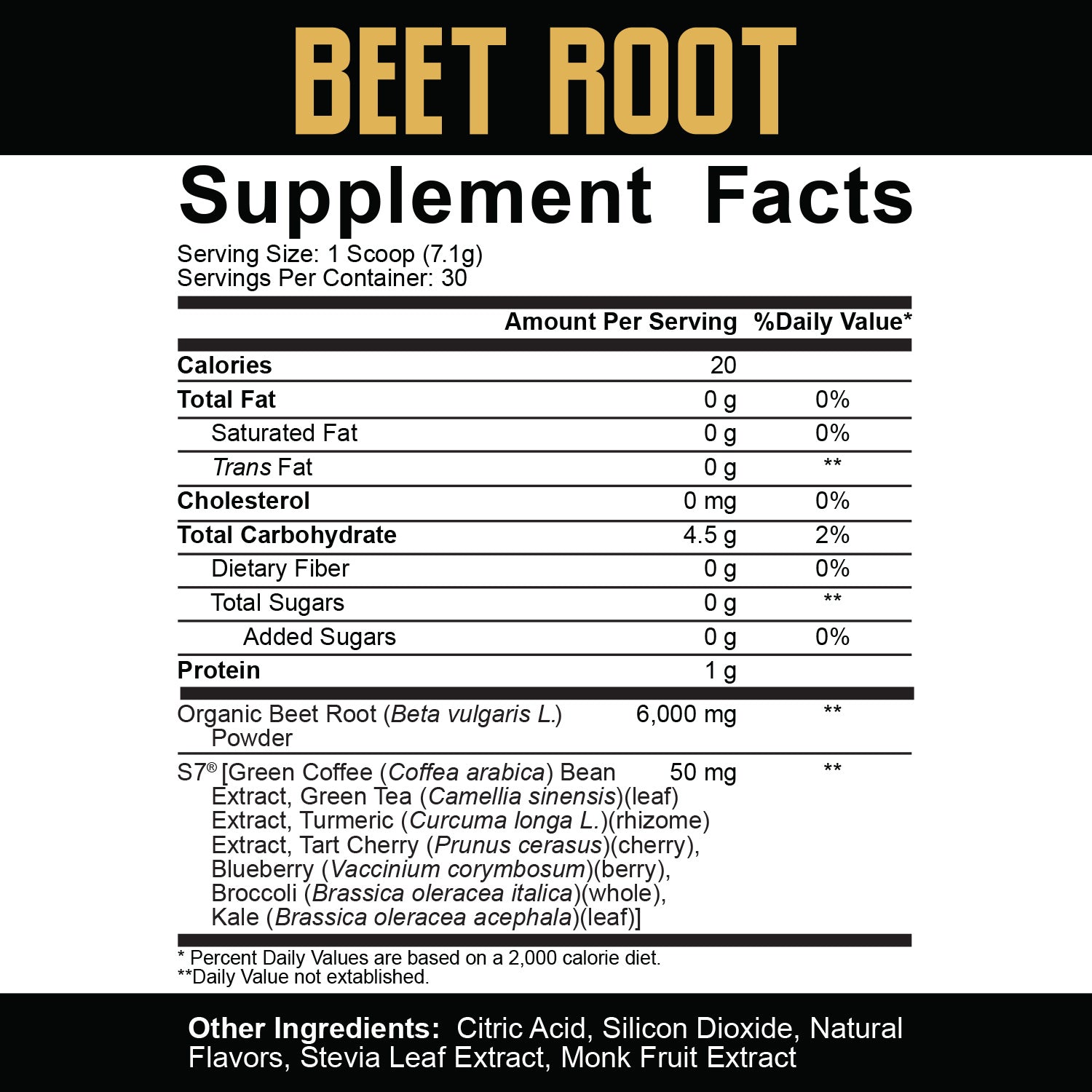 5% Nutrition Core Beet Root Ingredients