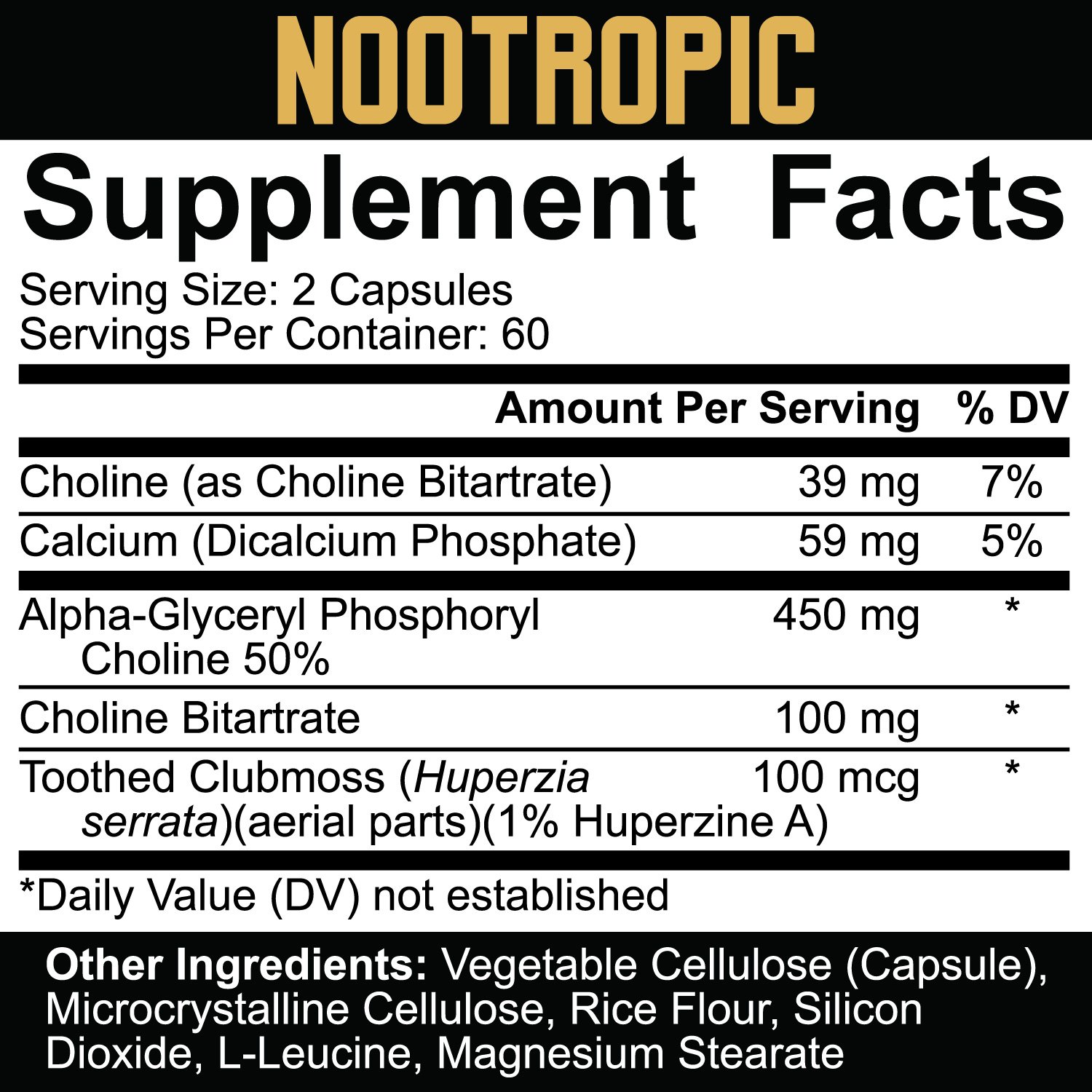 5% Nutrition Core Nootropic Ingredients