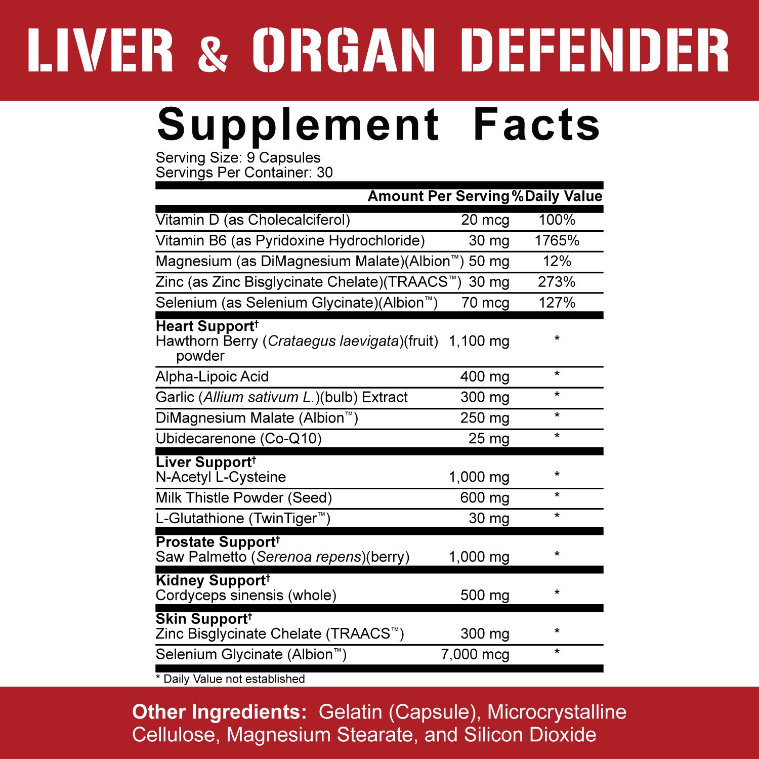 5% Nutrition Liver and Organ Defender Ingredients