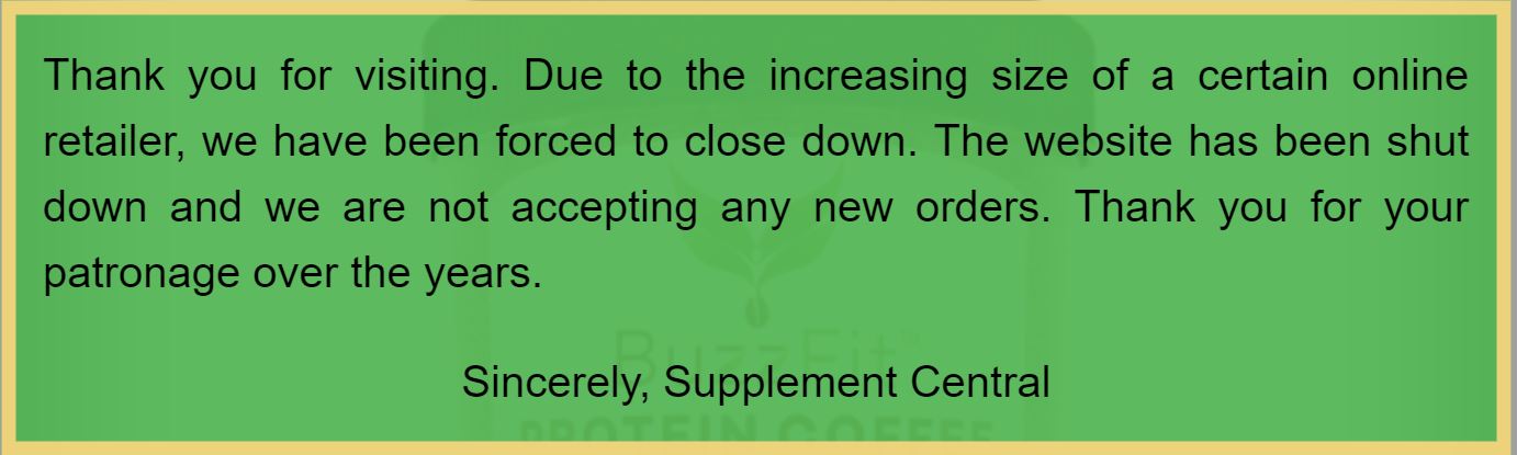 Supplement Central Shuts Down