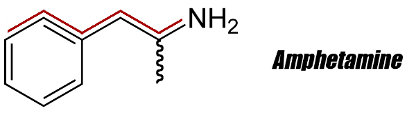 Amphetamine 2D Structure with PEA Backbone Highlighted