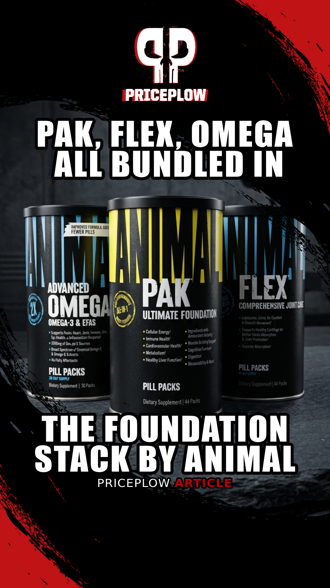 Animal Foundation Stack: Animal Pak, Animal Flex, and Animal Omega, Bundled