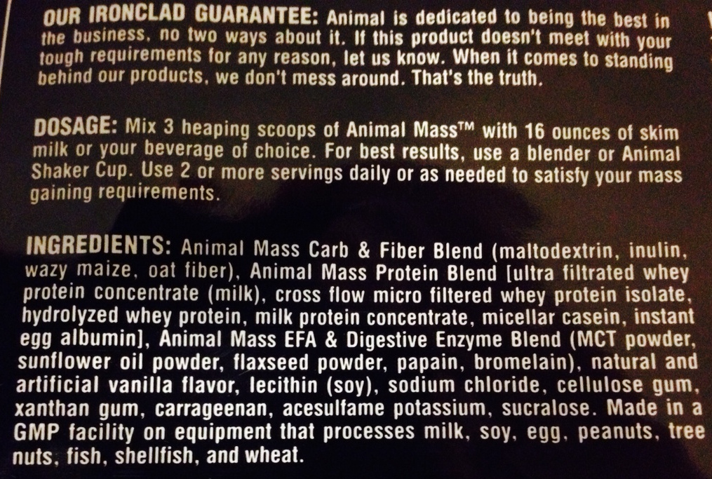 Animal Mass Ingredients