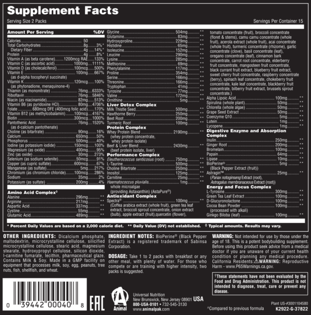 Animal Pak Ingredients 2023