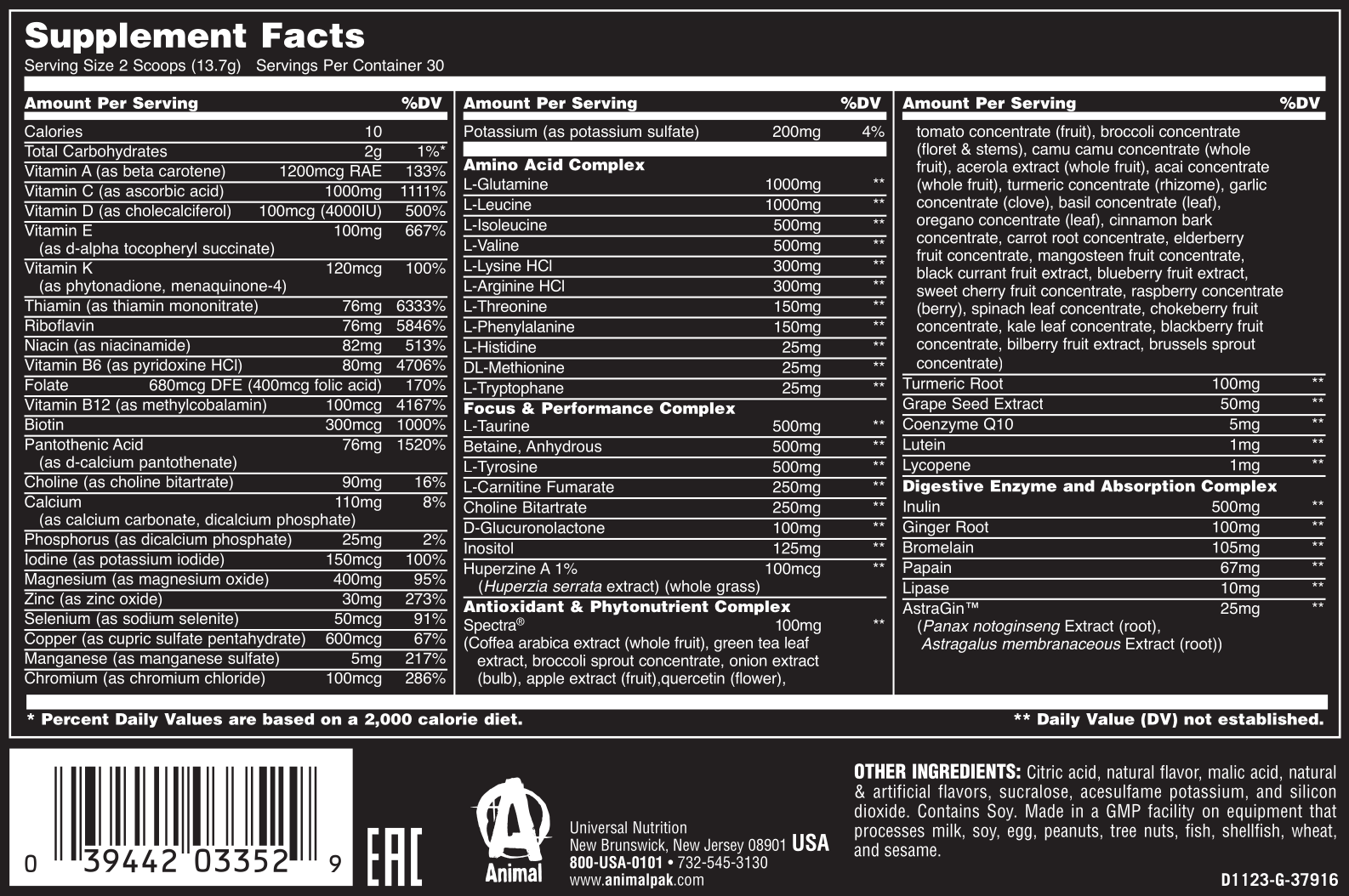 Animal Pak POWDER Multivitamin Powder With Upgraded Flavor And No Pills 