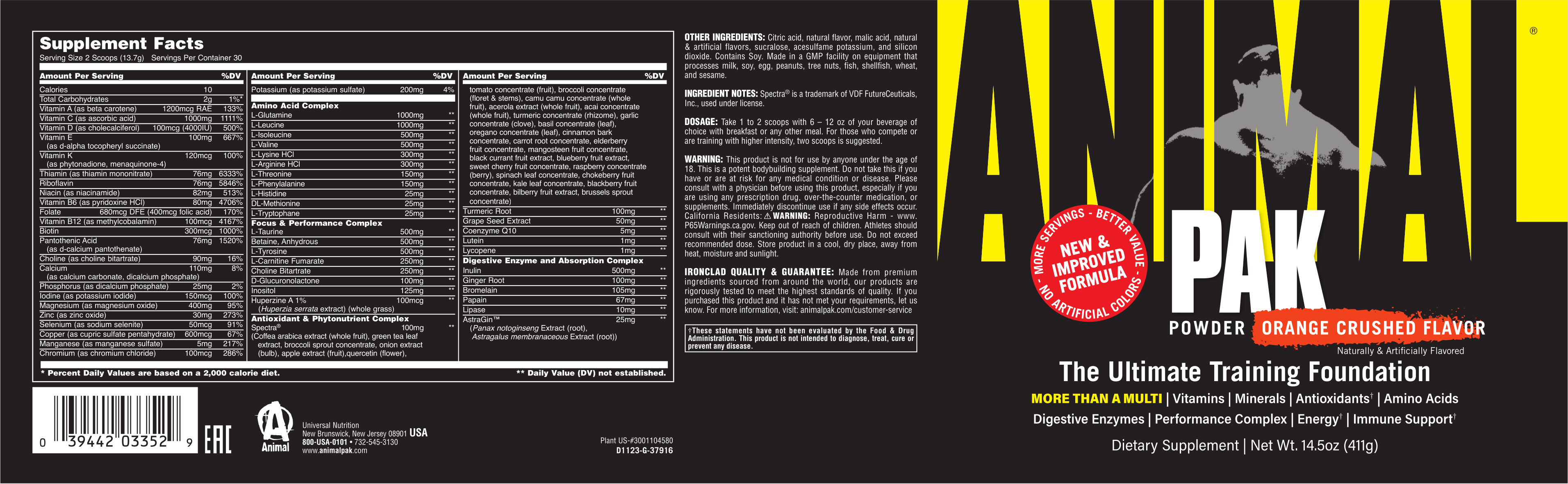 Animal Pak POWDER Multivitamin Powder With Upgraded Flavor And No Pills 