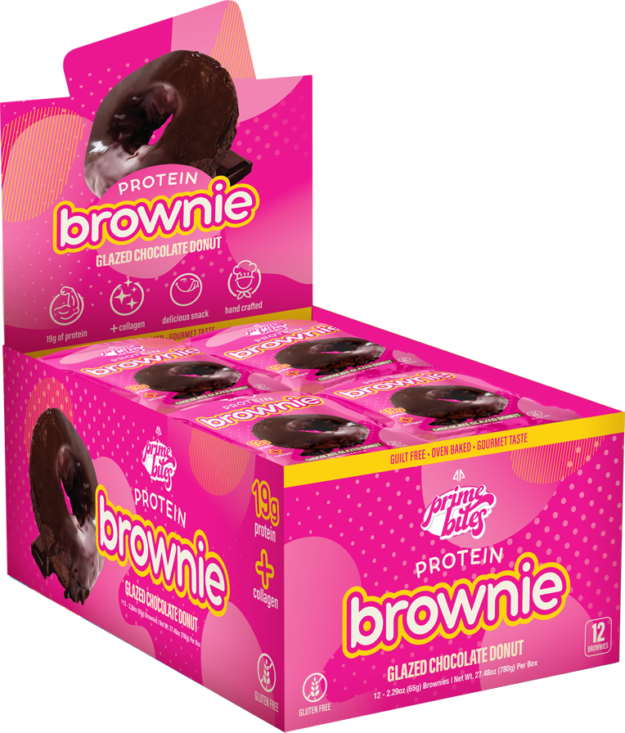 AP Prime Bites Protein Brownies Chocolate Glazed Donut Box