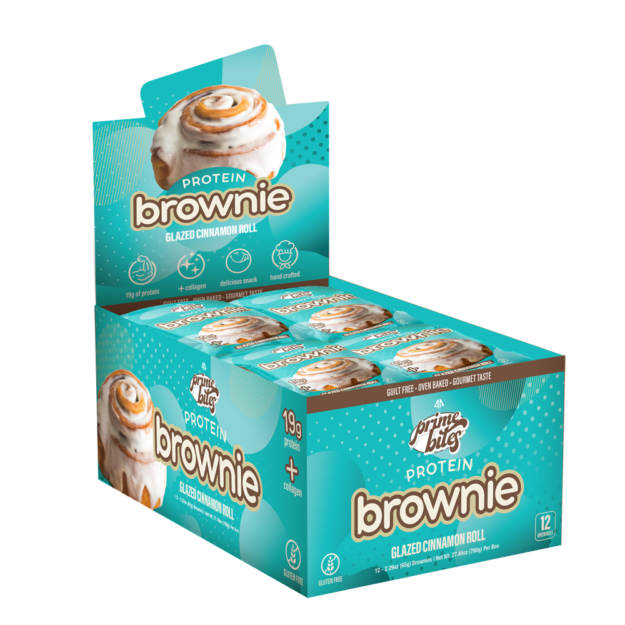 AP Prime Bites Protein Brownies Glazed Cinnamon Roll Box