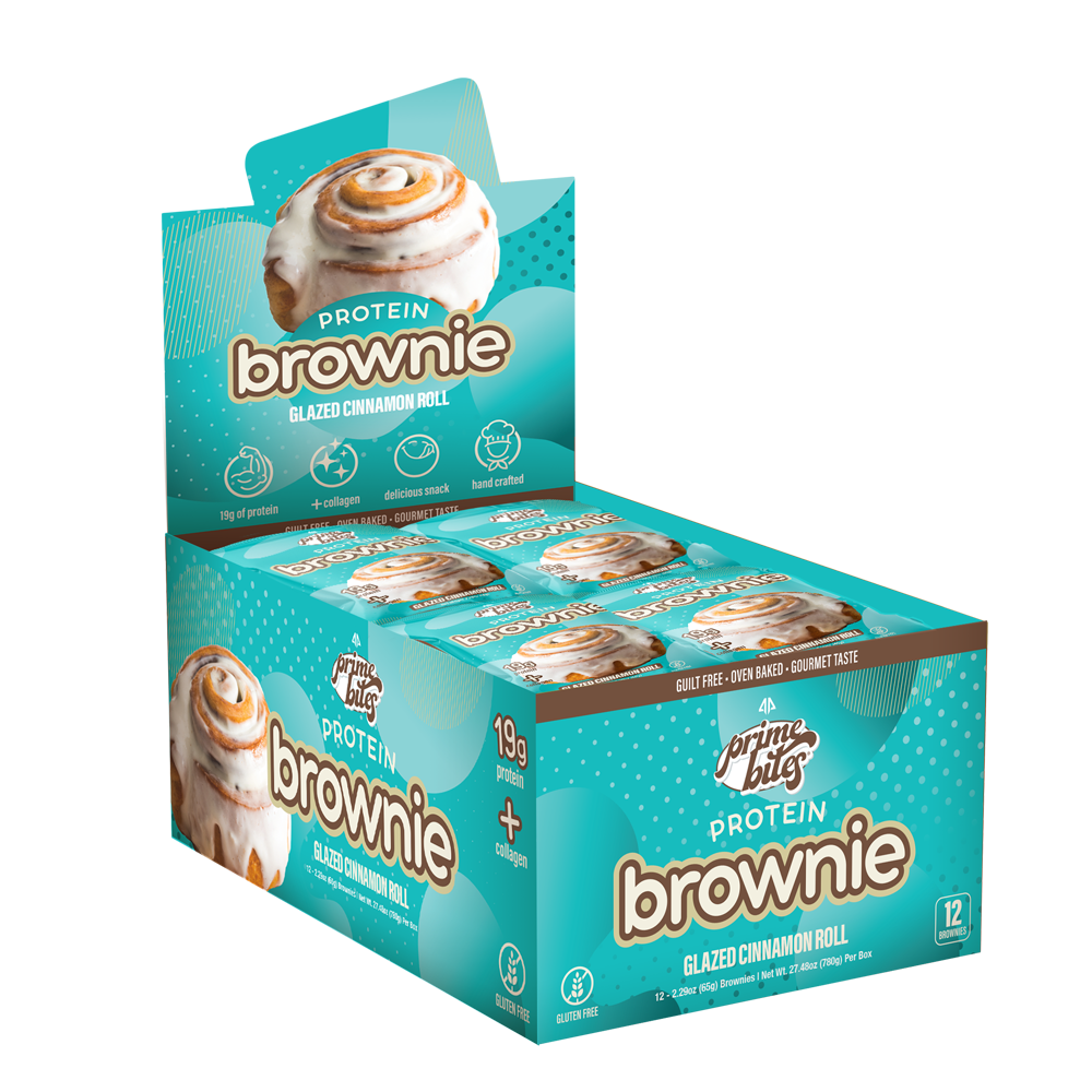 AP Prime Bites Protein Brownies Glazed Cinnamon Roll Box