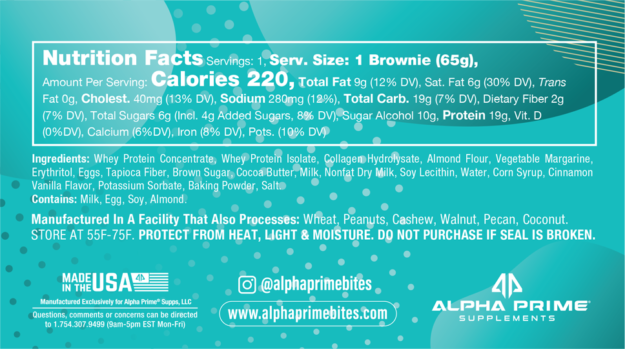 AP Prime Bites Protein Brownies Cinnamon Glaze Ingredients