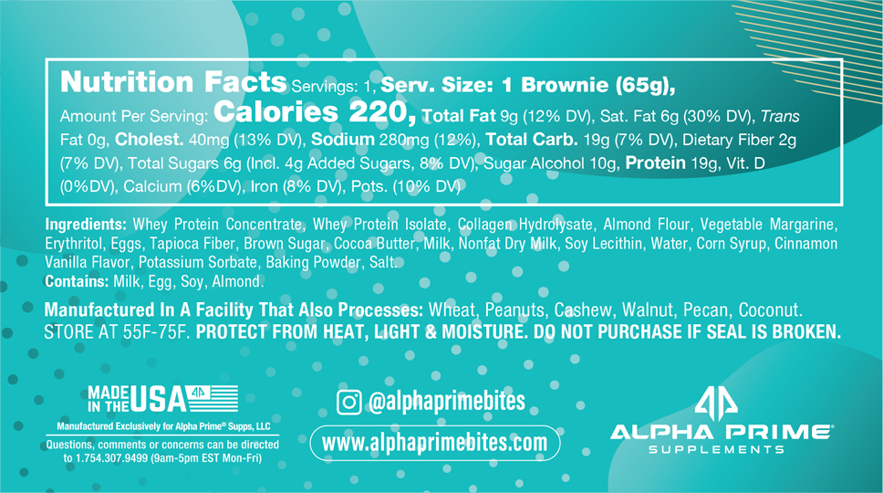 AP Prime Bites Protein Brownies Cinnamon Glaze Ingredients