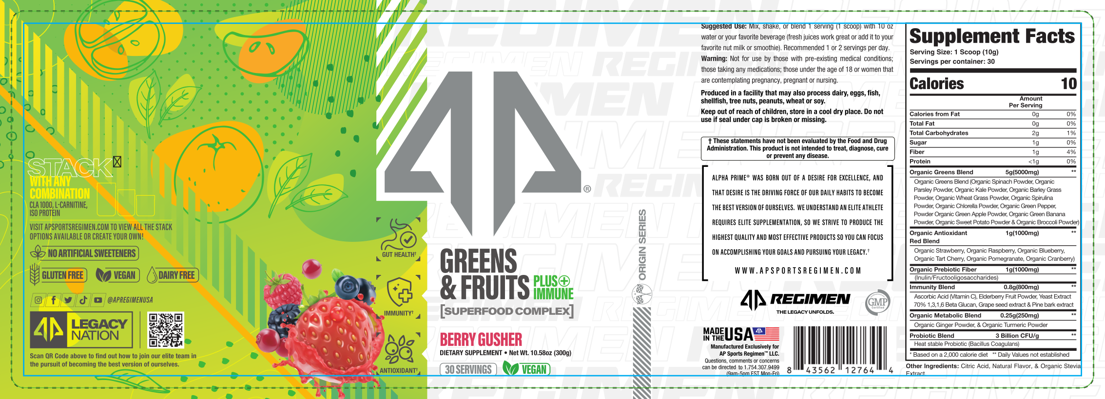 AP Greens Fruits + Immune Label