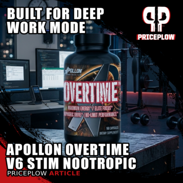 Apollon Nutrition Overtime V6: Hardcore Nootropic Upgraded with Dual PEA, Dual-Caffeine Stack