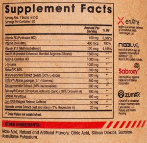 Arms Race Nutrition Clarity Powder Ingredients