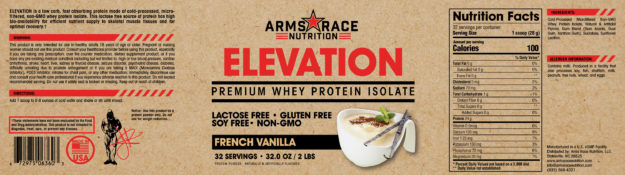 Arms Race Nutrition Elevation Label