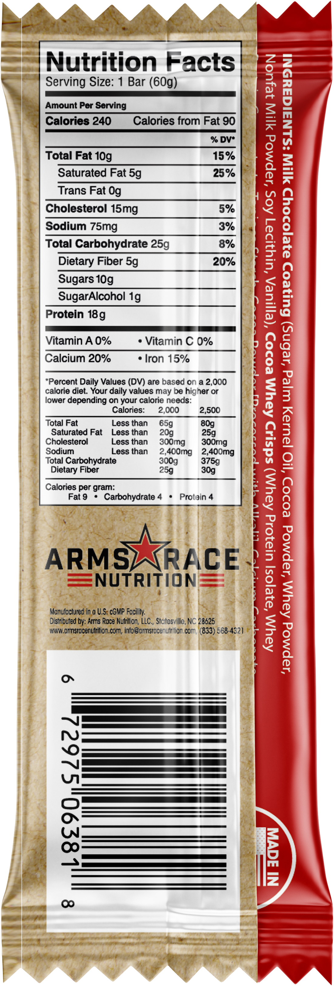 Arms Race Nutrition Foundation Bar Chocolate Label