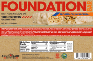 Arms Race Nutrition Foundation Bar Frosted Crunch Cereal Label