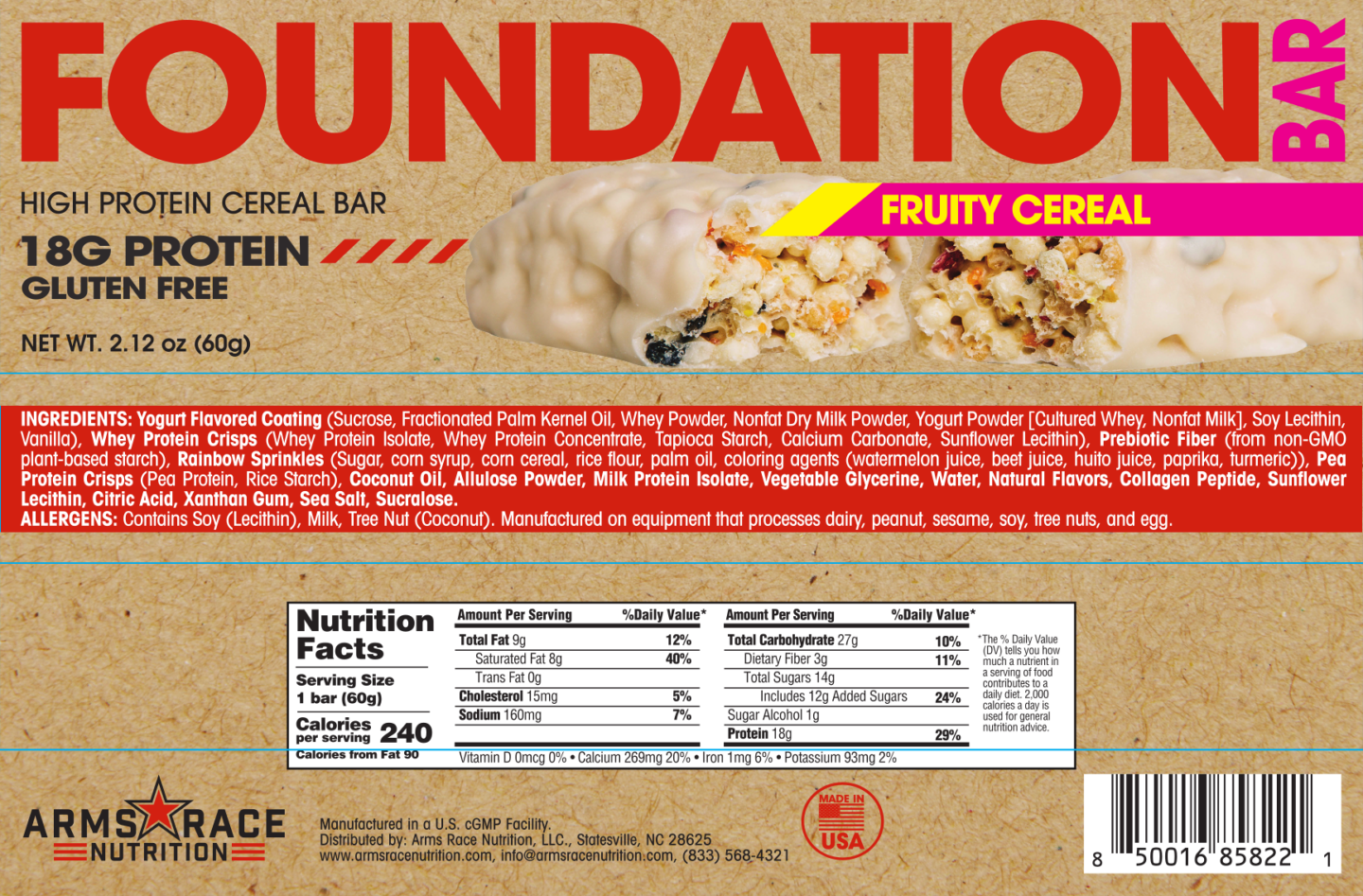 ARN Foundation Bar Flavors Fruity Cereal & Frosted Crunch Cereal