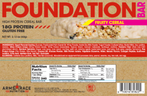 Arms Race Nutrition Foundation Bar Fruity Cereal Label
