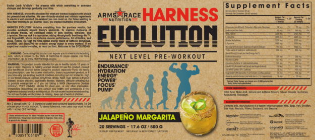 Arms Race Nutrition Harness Evolution Jalapeno Margarita Label