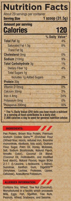 Arms Race Nutrition Vegan Ingredients