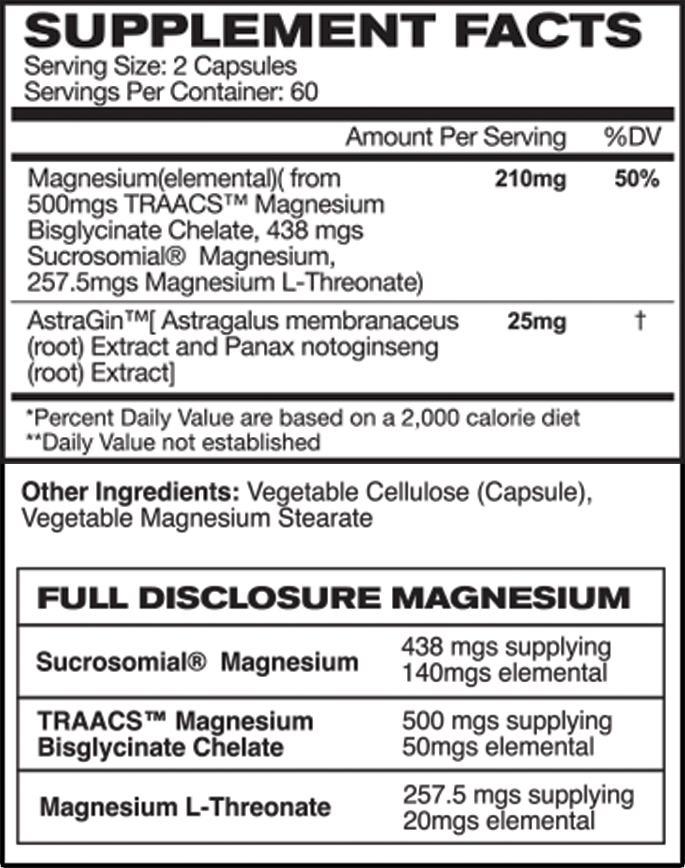 AstroFlav Magnesium Supplement Facts