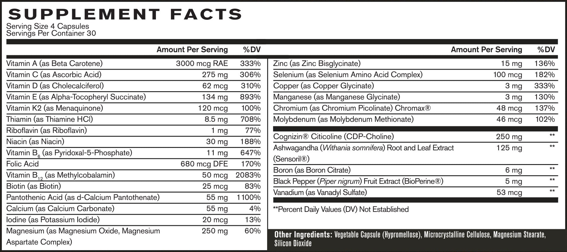 Bare Performance Nutrition Strong Multivitamin: With Cognizin® Citicoline