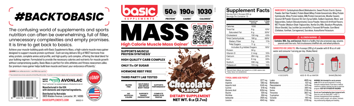 Basic MASS: High-Calorie Muscle Gainer with Premium Ingredients