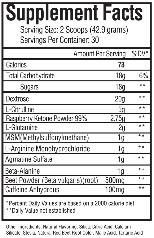 Black Sheep Supplements WORKHORSE Ingredients