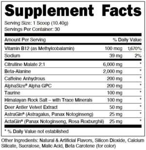 Bucked Up Pre Workout Ingredients