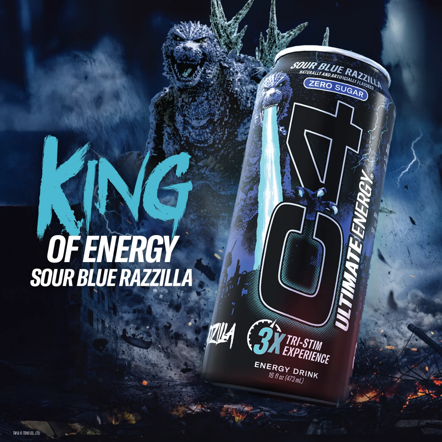 C4 Razilla C4 Ultimate Energy x Godzilla: Sour Blue Razzilla Brings Monster-Sized ...