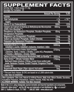 Cellucor Alpha Amino Ultimate Ingredients