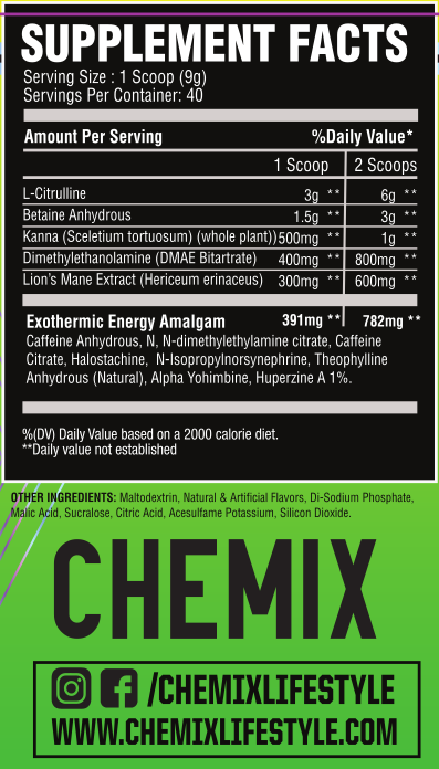 Chemix Pre-Workout V3 Ingredients