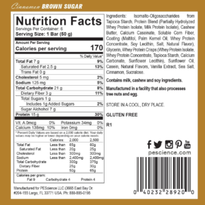 Cinnamon Brown Sugar Select Protein Bar Ingredients