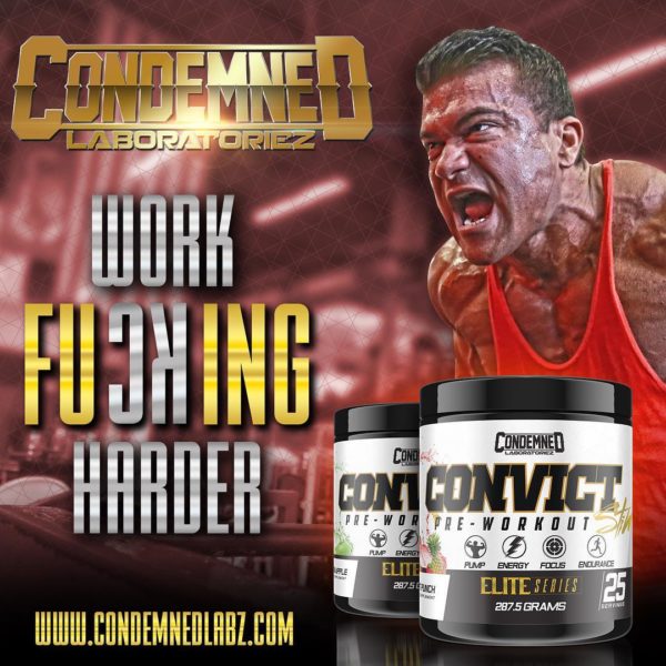Condemned Labz CONVICT Stim Pre Workout Rocks 225mg DMHA!