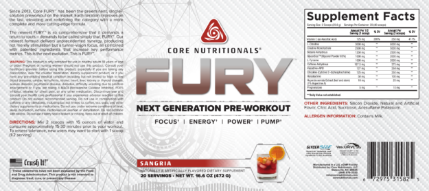 Core Fury Sangria Label