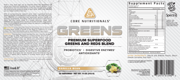 CORE Greens Vanilla Label