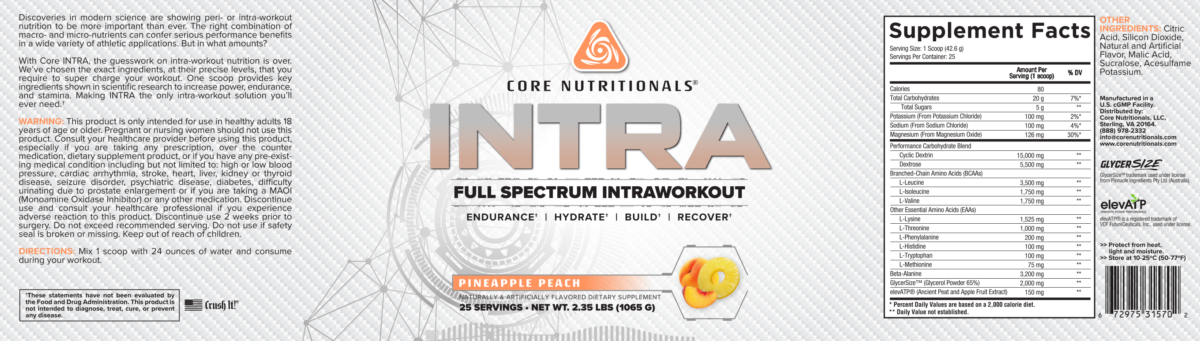 Core INTRA Re-Launched with More Power by Core Nutritionals