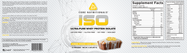 Core ISO Lemon Pound Cake Label