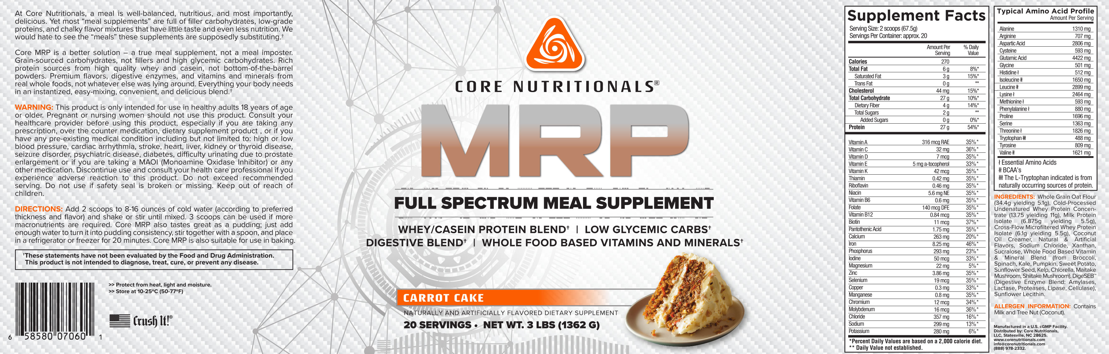 Core MRP Carrot Cake Label