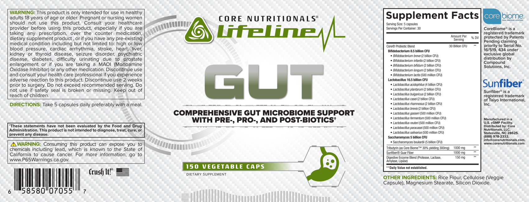 Core Nutritionals GUT Label