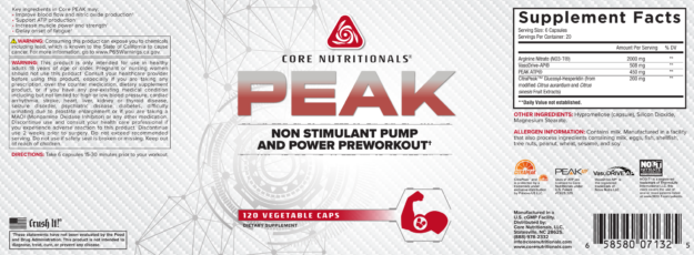 Core Nutritionals PEAK Label