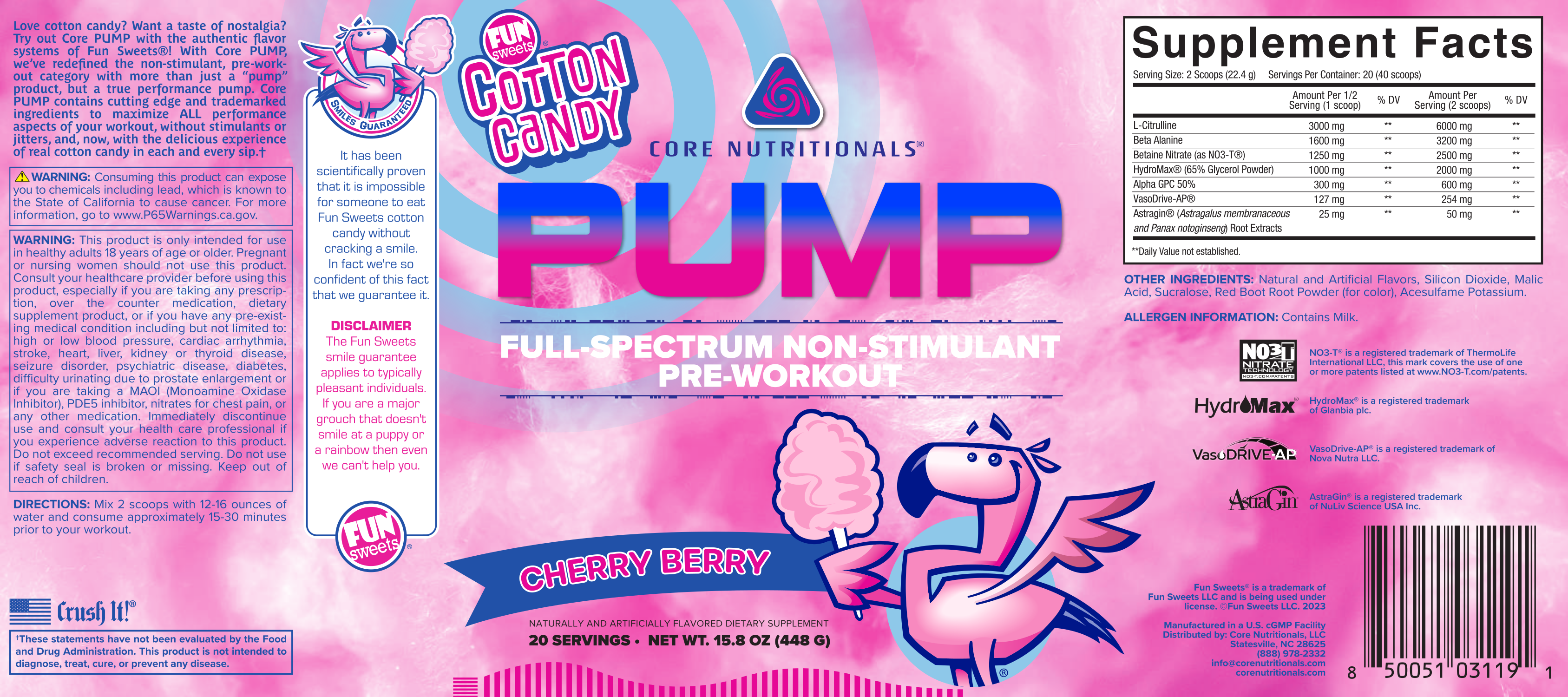 Core PUMP Fun Sweets Cotton Candy Cherry Berry Label
