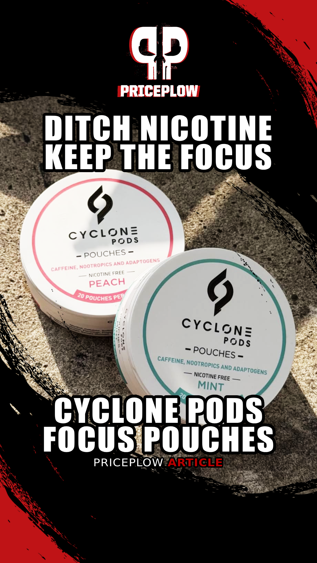 Cyclone Pods Focus Pouches: 50mg Guarana Caffeine + Five Adaptogens in a Nicotine-Free Pouch