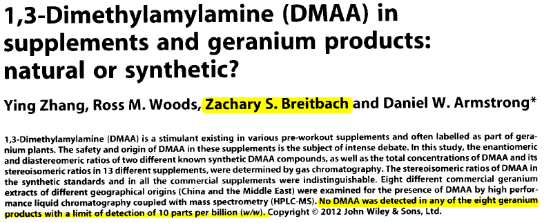 DMAA FOUND in Geranium - The doctored Zhang Study
