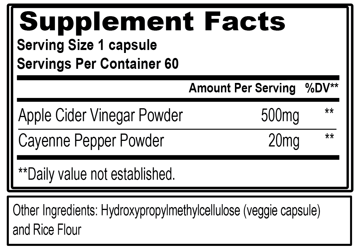 EVL Apple Cider Vinegar Capsules Ingredients