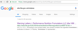 Per a basic Google search for site:fda.gov arimistane, this is the first time they've mentioned the ingredient on the entire site (as of June 6, 2018)