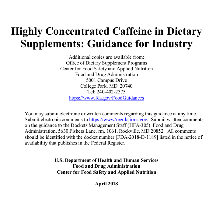 FDA Concentrated Caffeine